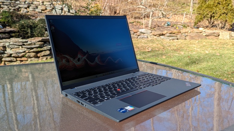 Lenovo ThinkPad T16 Gen 1 Outside on glass table