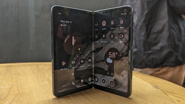 Google Pixel Fold half-unfolded