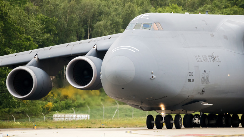 C-5M Galaxy aircraft on runway