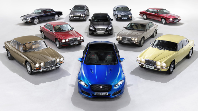 Every generation of Jaguar XJ.