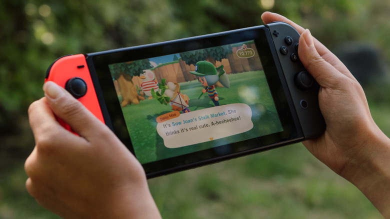 Nintendo Switch playing Animal Crossing