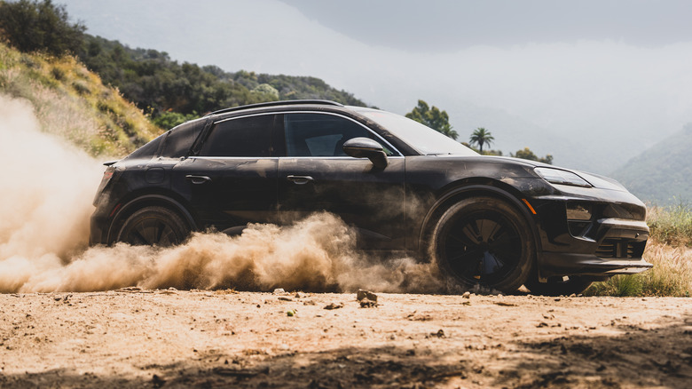 A prototype Porsche Macan electric in camouflage