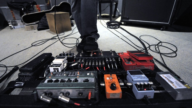 a guitar pedal board