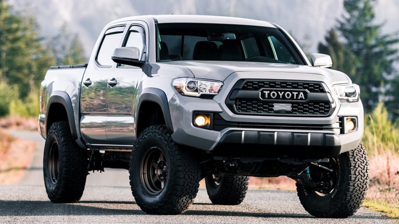 Gray Toyota Tacoma on road